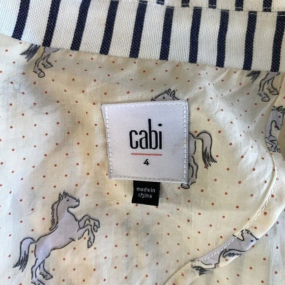 CAbi Womens Blazer Size 4 White Navy Striped Bell Sleeve Jacket #5295‎ Nautical - Picture 7 of 13